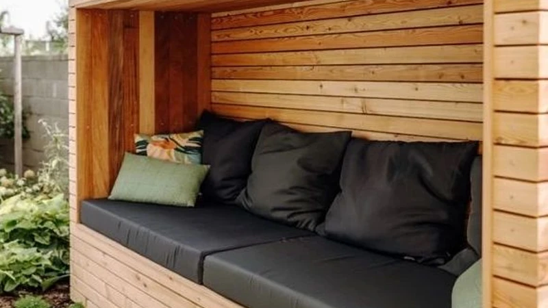 استفاده ازنیمکت چوبی درتراس