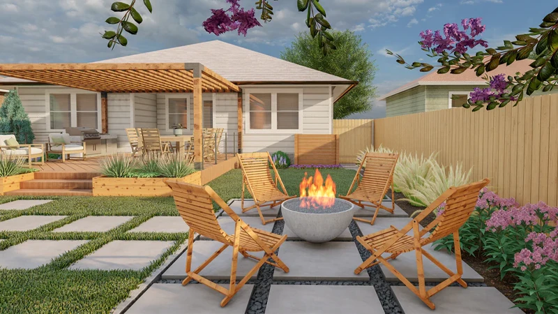 مراحل نوسازی حیاط