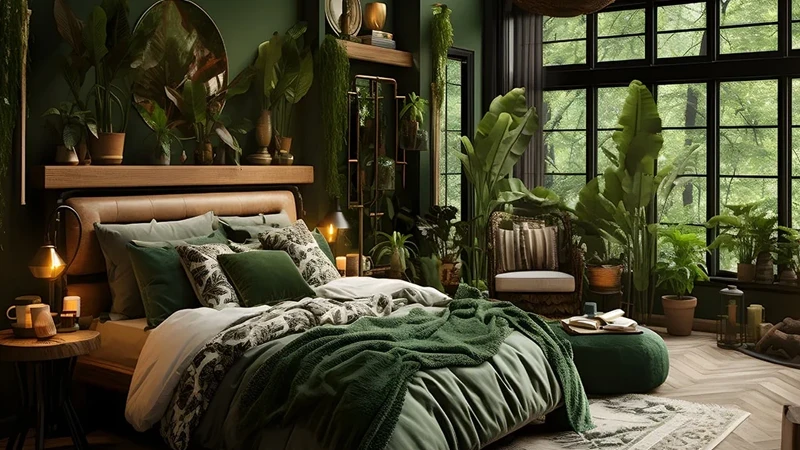 رنگ سبز در اتاق خواب